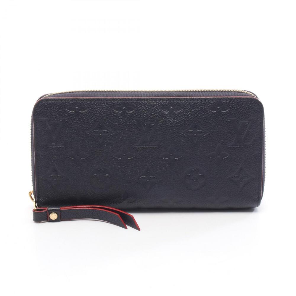 Louis Vuitton Zippy Wallet Round Long Leather Monogram Empreinte Navy Blue Red